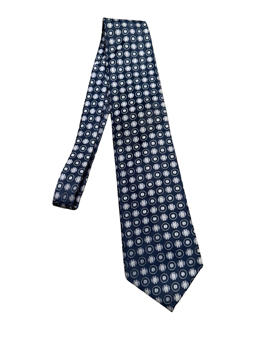Balmain Paris Blue Silk Geometric Medallion Designer Tie Made In Italy